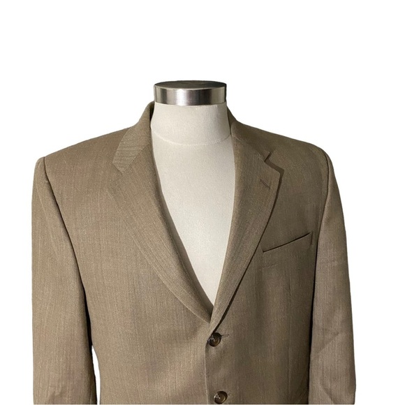 Ralph Lauren Canada Beige 3-Button Silk Wool Blend Suit Jacket Men’s Blazer 44L - Picture 2 of 14